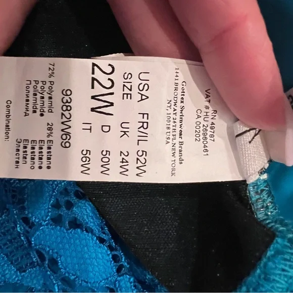 NWT Gottex Lycra Extra Light Lace Swim 22W